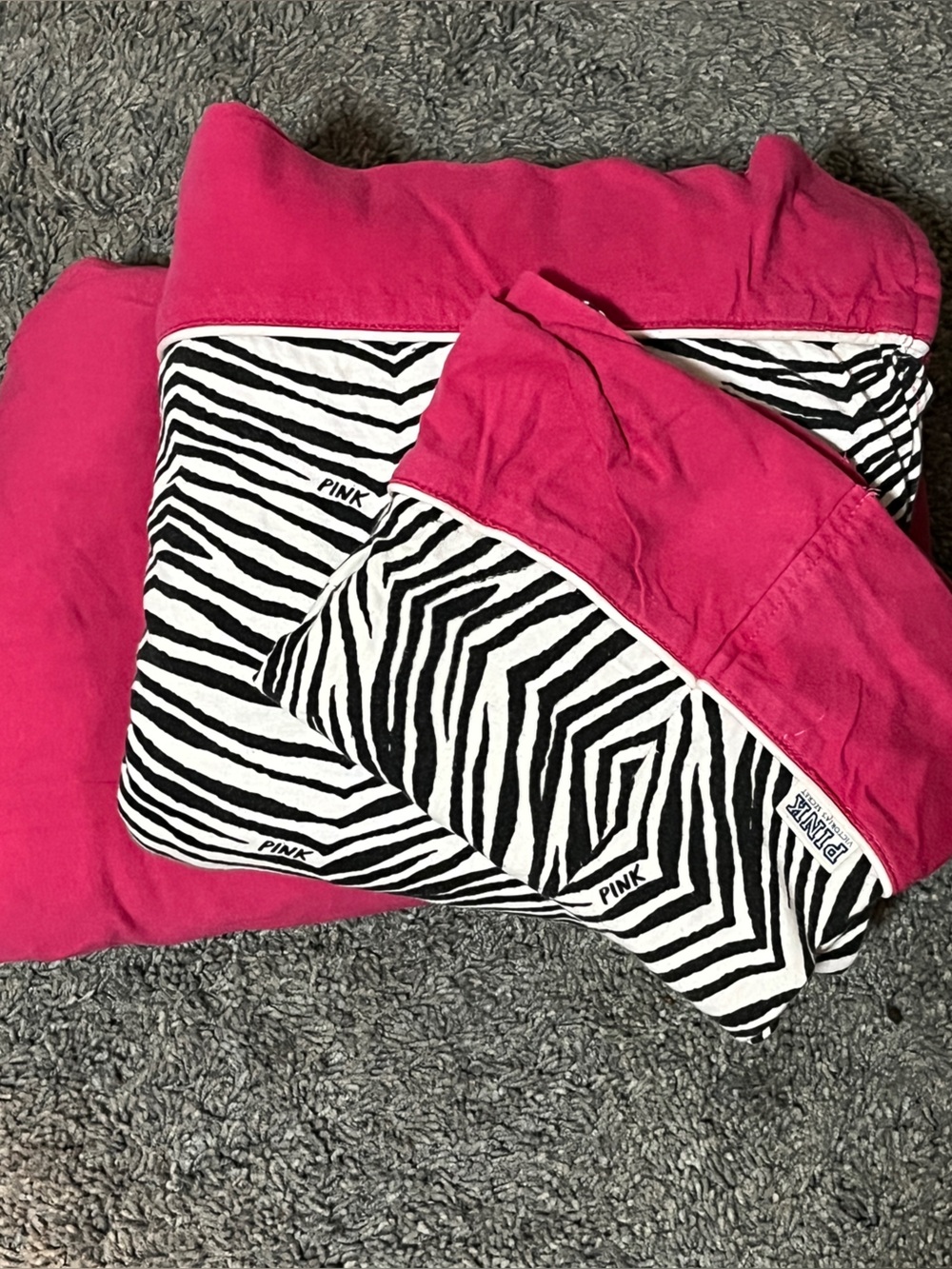 HTF Vintage PINK Victoria’s Secret zebra print QUEEN bedding set
